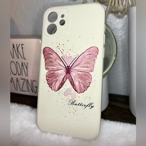 Cream pink butterfly iPhone 12 / 12 pro case
